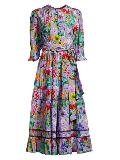 Johnny Was Women's Daphne Floral Silk Midi Dress In Neutral