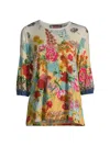 JOHNNY WAS WOMEN'S DELITE FLORAL PUFF-SLEEVE TOP