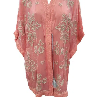 Johnny Was Women's Dorothea Tassle-tie Embroidered Kimono In Pink