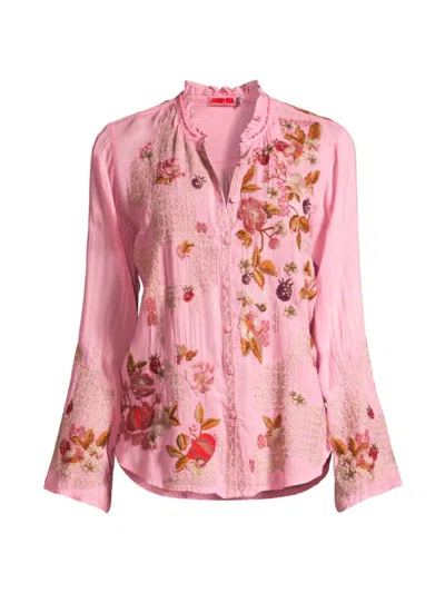 Johnny Was Women's Dyllan Floral Embroidered Blouse In Taffy