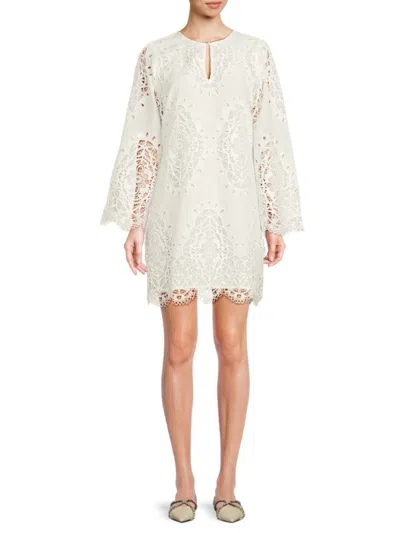 Johnny Was Women's Elandra Embroidered Eyelet Shift Dress In White