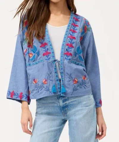 Johnny Was Women's Elizabeth Front Tie Patchwork Kimono In Light Denim Blue In Multi