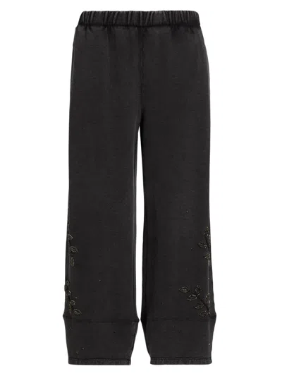 Johnny Was Women's Embellished French Terry Barrel Sweatpants In Gray