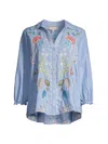 JOHNNY WAS WOMEN'S EMIKA FLORAL EMBROIDERED SHIRT