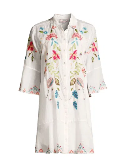 Johnny Was Women's Emika Floral Embroidered Shirtdress In White
