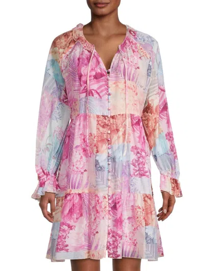 Johnny Was Women's Etta Floral Cotton-silk Minidress In Pink