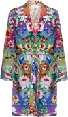 JOHNNY WAS WOMEN EVELYN FLORAL COTTON SILK BELTED TIE ROBE MULTICOLOR