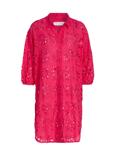 Johnny Was Women's Eyelet Button-front Shirtdress In Pink
