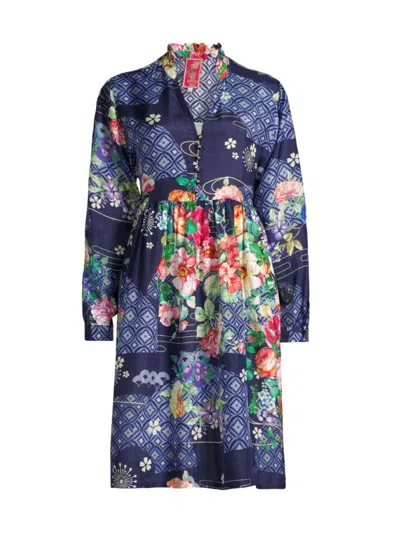 Johnny Was Women's Fanny Thula Floral Silk Shirtdress In Neutral