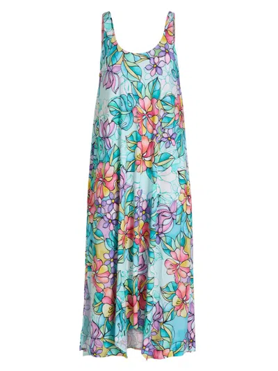 Johnny Was Women's Floral Cotton-blend Midi-dress In Multi