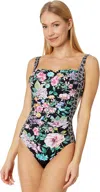 JOHNNY WAS WOMEN FLORAL RUCHED ONE-PIECE SWIMSUIT