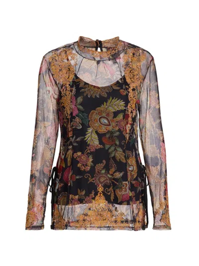 Johnny Was Women's Francisca Mesh Blouse In Multi