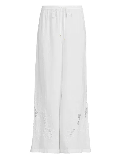 Johnny Was Women's Frankie Embroidered Easy Pants In White