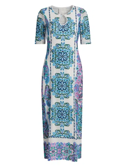 Johnny Was Haddey Mesh Midi Dress In Belmont Sunset In Multi