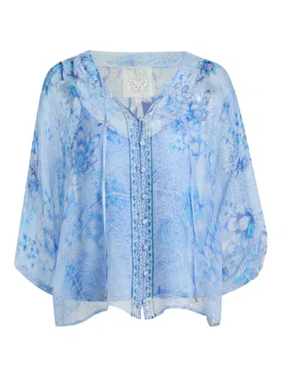 Johnny Was Women's Harlyn Floral Silk Button-front Blouse In Blue