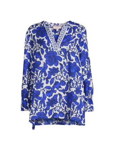 Johnny Was Women's Henley Floral V-neck Blouse In Camilla