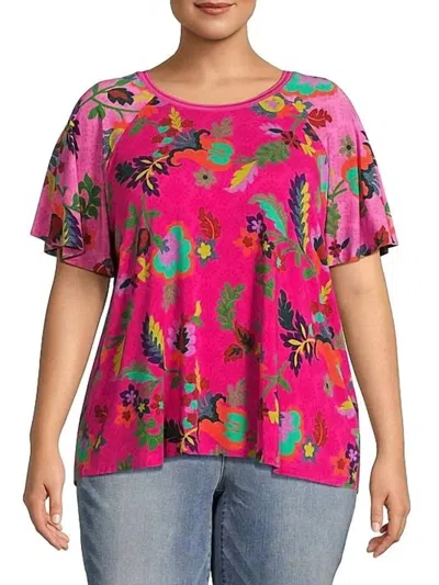 Johnny Was Women's Janie Favorite Flutter Raglan Sleeve In Verney Print (pink)