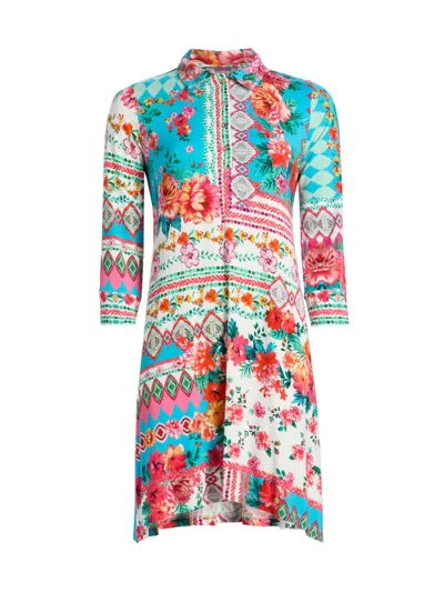Johnny Was Women's Janie Floral Patchwork Mini-shirtdress In Multi