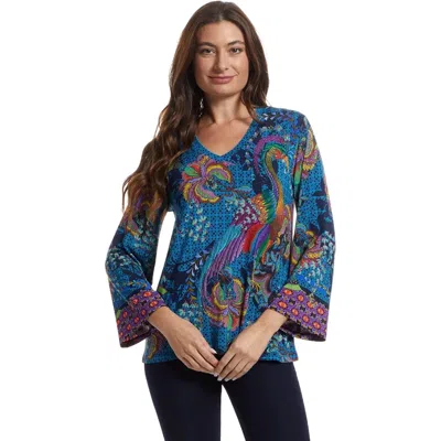 Johnny Was Women's Janie V-neck Kimono Sleeve Tee, Thalassa In Blue