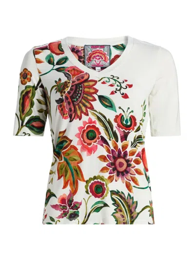Johnny Was Women's Janiefloral Fitted Cotton T-shirt In White