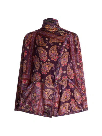 Johnny Was Women's Joan Wrap Binded Reversible Jacket In Burgundy