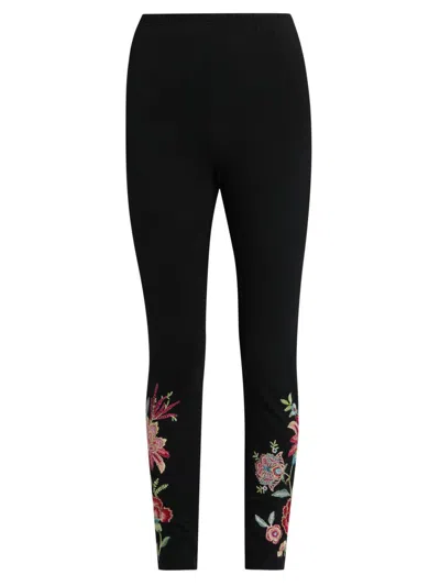 Johnny Was Women's Junie Embroidered Stretch-cotton Leggings In Black