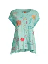 Johnny Was Women's Katie Floral Embroidered Cotton T-shirt In Marine Blue