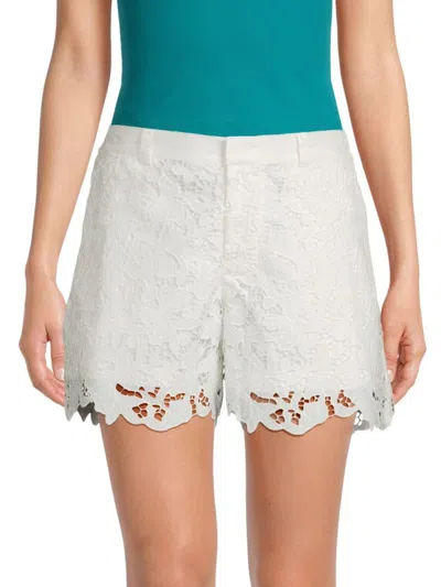 Johnny Was Women's Kitt Floral Cutwork Lace Scalloped Shorts In White