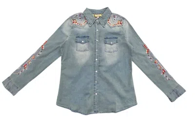 Johnny Was Women's Kresley Western Shirt In Denim Blue In Multi
