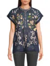 Johnny Was Women's Lemona Joelle Embroidered Cotton Blouse In Blue