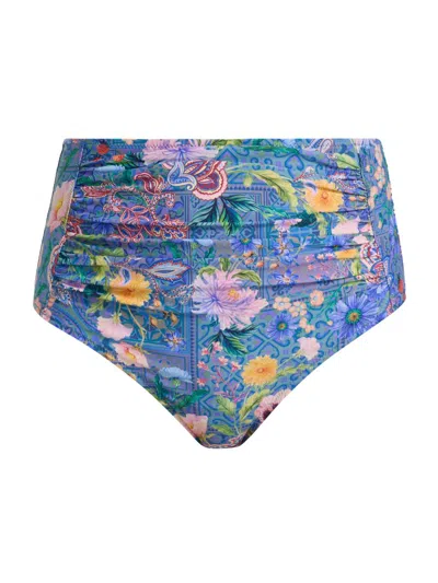 Johnny Was Women's Lilliana High-waisted Ruched Bikini Bottom In Multi