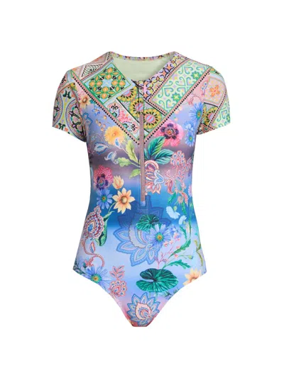 Johnny Was Women's Lilliana Print Rashguard One-piece Swimsuit In Multi