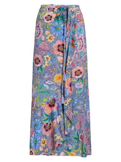 Johnny Was Women's Lilliana Print Side Tie Pareo In Blue