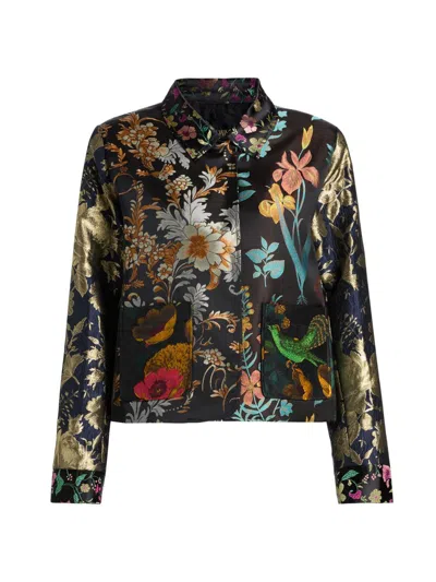 Johnny Was Women's Limited Edition Floral Jacquard Satin Crop Jacket In Black