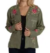 Johnny Was Women's Linen Workwear Jacket In Tortoise In Green
