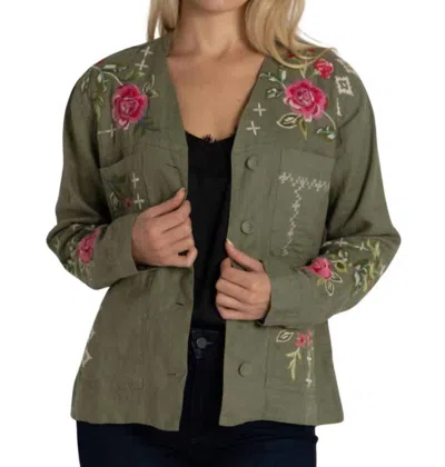 Johnny Was Women's Linen Workwear Jacket In Tortoise In Green