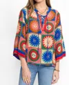 Johnny Was Front Tie Villa Silk Blouse In Multi