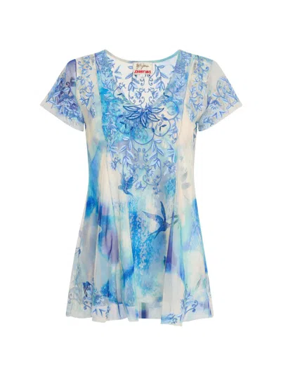 Johnny Was Women's Lisette Embroidered Mesh Blouse In Neutral