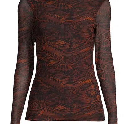 Johnny Was Women Loreto Tee Geometric Mesh Top Multi In Brown