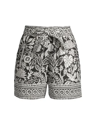 Johnny Was Women's Luciana Botanical Linen Belted Shorts