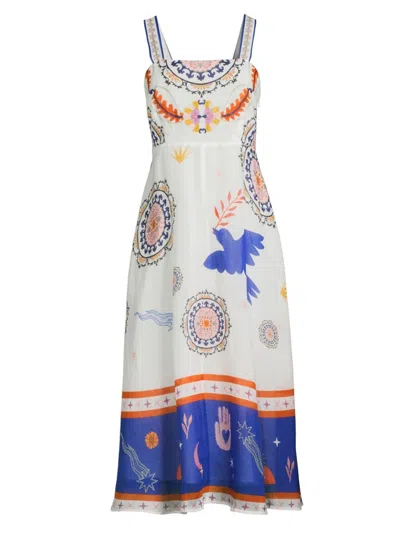 Johnny Was Women's Luisa Abstract Linen Midi-dress