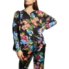 Johnny Was Women's Maeve Black Multi Color Floral Print Long Sleeve Button Blous In Multi