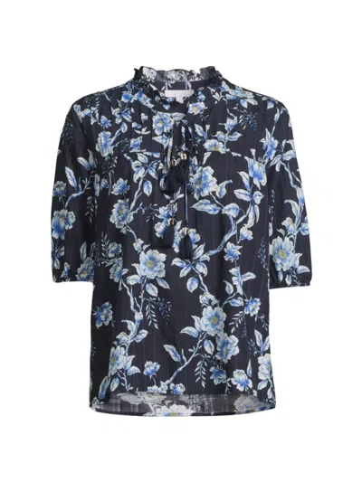 Johnny Was Women's Magnolia Floral Pleated Cotton-blend Blouse