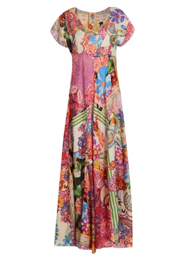 Johnny Was Women's Magnolia Patchwork Silk Maxi Dress In Multi