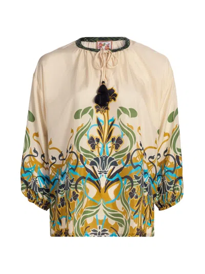 Johnny Was Women's Margot Floral Silk Blouse