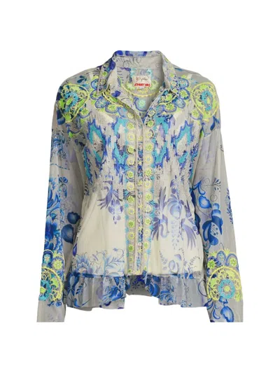 Johnny Was Women's Mazzy Embroidered Lace Blouse In Neutral