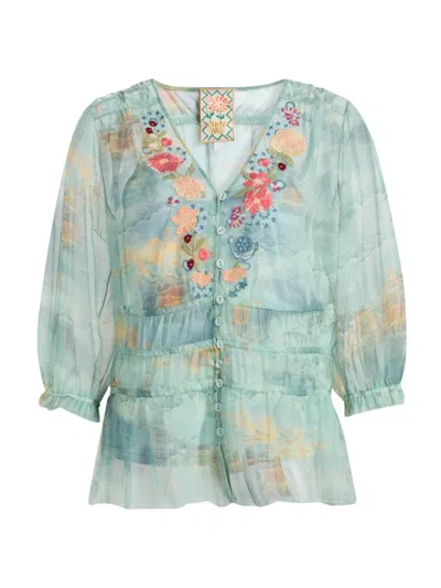 Johnny Was Women's Mazzy Enrika Ruched Blouse In Multi