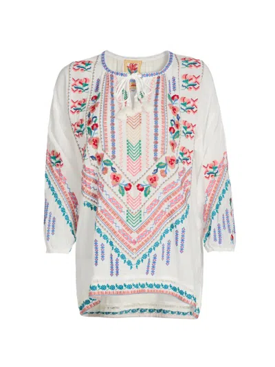Johnny Was Women's Mia Margot Embroidered Blouse In White