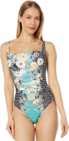 JOHNNY WAS WOMEN MILA RUCHED ONE-PIECE MULTI COLOR ONE PIECE SWIMSUIT