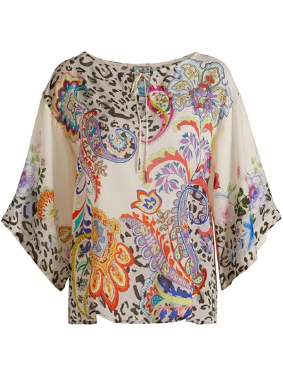 Johnny Was Women's Milo Paisley Tieneck Blouse